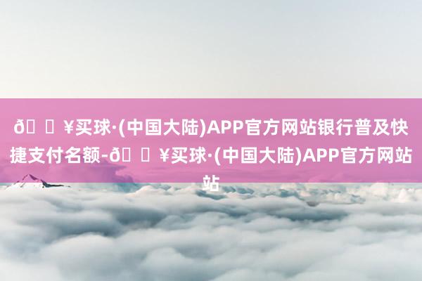 🔥买球·(中国大陆)APP官方网站银行普及快捷支付名额-🔥买球·(中国大陆)APP官方网站