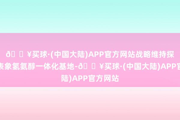 🔥买球·(中国大陆)APP官方网站战略维持探索设立表象氢氨醇一体化基地-🔥买球·(中国大陆)APP官方网站