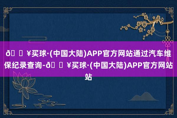🔥买球·(中国大陆)APP官方网站通过汽车维保纪录查询-🔥买球·(中国大陆)APP官方网站